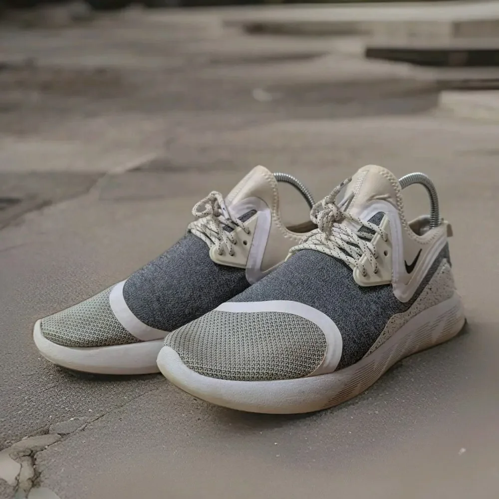 Nike Lunarcharge Essential Gray White Men's US Sz 8 923619-101 Running Shoes